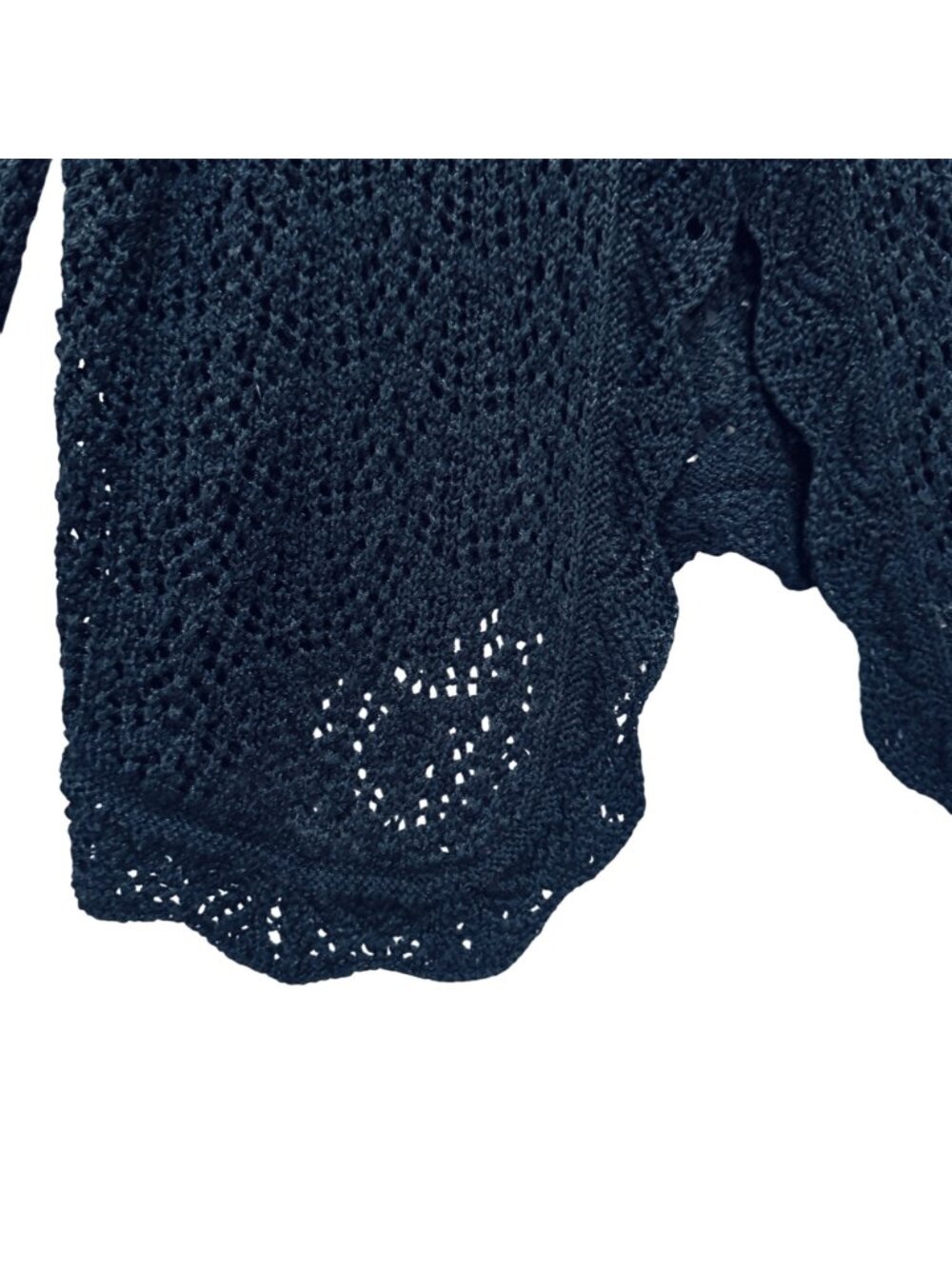 Vintage Gap Black Crochet Cropped Cardigan Size M Cotton Boho Whimsygoth Y2K - Picture 6 of 14